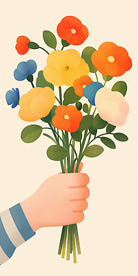 JPG 손 기념일 꽃다발 일러스트 선물 들기 신체부위 국내일러스트 AI일러스트 AI콘텐츠 꽃 모션 사람 이벤트 파일형식