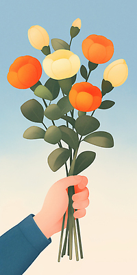 JPG 손 기념일 꽃다발 일러스트 선물 들기 신체부위 국내일러스트 AI일러스트 AI콘텐츠 꽃 모션 사람 이벤트 파일형식