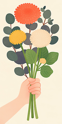 JPG 손 기념일 꽃다발 일러스트 선물 들기 신체부위 국내일러스트 AI일러스트 AI콘텐츠 꽃 모션 사람 이벤트 파일형식