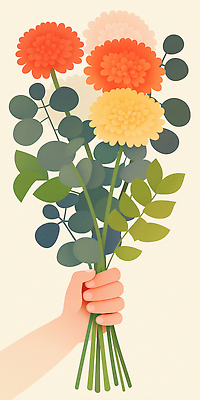 JPG 손 기념일 꽃다발 일러스트 선물 들기 신체부위 국내일러스트 AI일러스트 AI콘텐츠 꽃 모션 사람 이벤트 파일형식