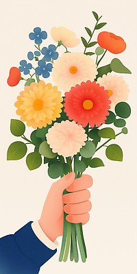 JPG 손 기념일 꽃다발 일러스트 선물 들기 신체부위 국내일러스트 AI일러스트 AI콘텐츠 꽃 모션 사람 이벤트 파일형식