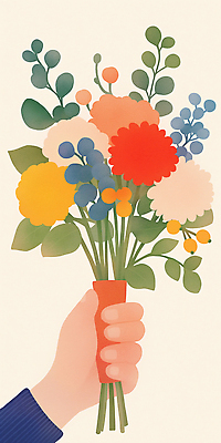 JPG 손 기념일 꽃다발 일러스트 선물 들기 신체부위 국내일러스트 AI일러스트 AI콘텐츠 꽃 모션 사람 이벤트 파일형식