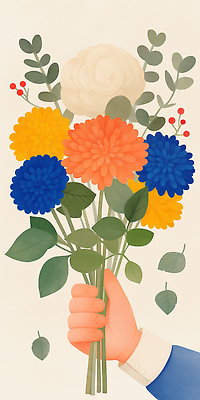 JPG 손 기념일 꽃다발 일러스트 선물 들기 신체부위 국내일러스트 AI일러스트 AI콘텐츠 꽃 모션 사람 이벤트 파일형식