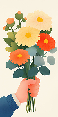 JPG 손 기념일 꽃다발 일러스트 선물 들기 신체부위 국내일러스트 AI일러스트 AI콘텐츠 꽃 모션 사람 이벤트 파일형식