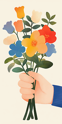 JPG 손 기념일 꽃다발 일러스트 선물 들기 신체부위 국내일러스트 AI일러스트 AI콘텐츠 꽃 모션 사람 이벤트 파일형식