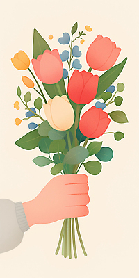 JPG 손 기념일 꽃다발 일러스트 선물 들기 신체부위 국내일러스트 AI일러스트 AI콘텐츠 꽃 모션 사람 이벤트 파일형식