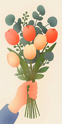 JPG 손 기념일 꽃다발 일러스트 선물 들기 신체부위 국내일러스트 AI일러스트 AI콘텐츠 꽃 모션 사람 이벤트 파일형식