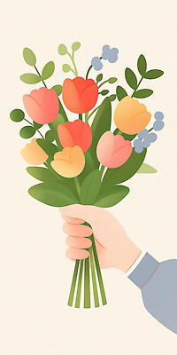 JPG 손 기념일 꽃다발 일러스트 선물 들기 신체부위 국내일러스트 AI일러스트 AI콘텐츠 꽃 모션 사람 이벤트 파일형식