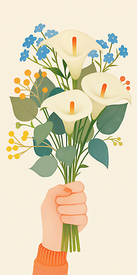 JPG 손 기념일 꽃다발 일러스트 선물 들기 신체부위 국내일러스트 AI일러스트 AI콘텐츠 꽃 모션 사람 이벤트 파일형식