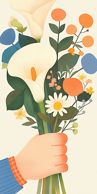 JPG 손 기념일 꽃다발 일러스트 선물 들기 신체부위 국내일러스트 AI일러스트 AI콘텐츠 꽃 모션 사람 이벤트 파일형식