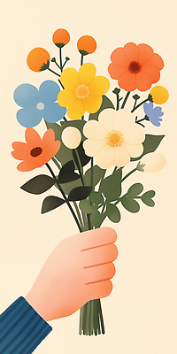 JPG 손 기념일 꽃다발 일러스트 선물 들기 신체부위 국내일러스트 AI일러스트 AI콘텐츠 꽃 모션 사람 이벤트 파일형식