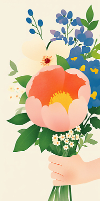 JPG 손 기념일 꽃다발 일러스트 선물 들기 신체부위 국내일러스트 AI일러스트 AI콘텐츠 꽃 모션 사람 이벤트 파일형식