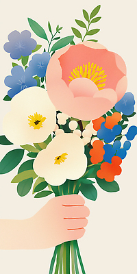 JPG 손 기념일 꽃다발 일러스트 선물 들기 신체부위 국내일러스트 AI일러스트 AI콘텐츠 꽃 모션 사람 이벤트 파일형식