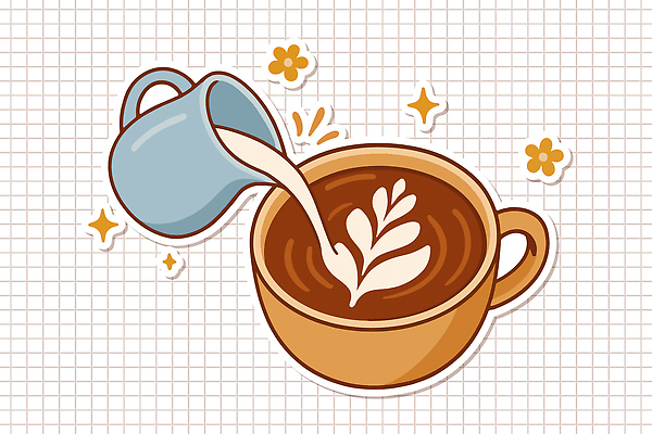 꽃 스티커 일러스트 사람없음 반짝임 갈색 붓기 커피잔 격자 나뭇잎모양 라떼아트 엘리먼트 우유스팀기 국내일러스트 AI파일 모양 식물 커피 컬러 무늬 모션 나뭇잎 잔 그림 라떼 커피용품 파일형식 벡터