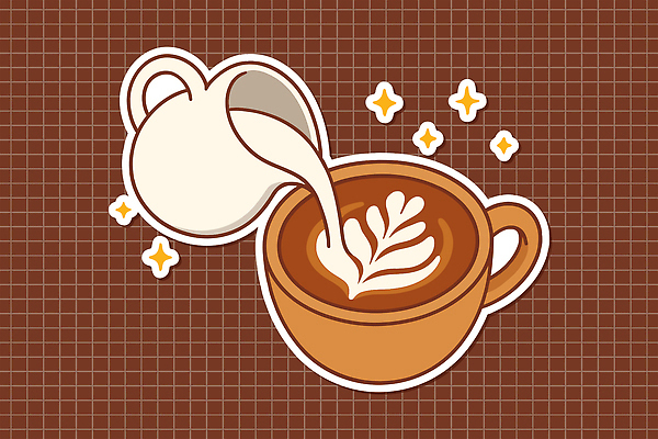 스티커 일러스트 사람없음 반짝임 갈색 하트 붓기 커피잔 격자 라떼아트 엘리먼트 우유스팀기 국내일러스트 AI파일 모양 커피 컬러 무늬 모션 잔 그림 라떼 커피용품 파일형식 벡터