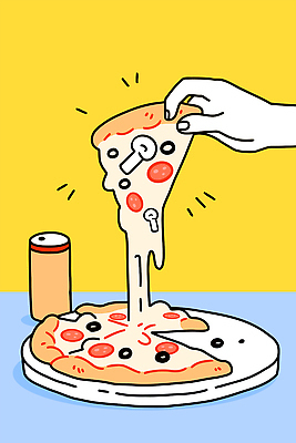 접시 손 일러스트 패스트푸드 들기 신체부위 반짝임 노란색 늘이기 캔음료 피자조각 피자치즈 국내일러스트 AI파일 식기 음료 컬러 조각 모션 치즈 피자 사람 인스턴트 파일형식 벡터