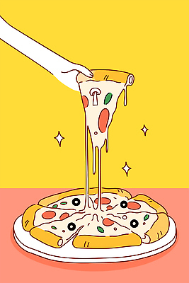 접시 손 일러스트 패스트푸드 들기 신체부위 반짝임 노란색 늘이기 피자조각 피자치즈 국내일러스트 AI파일 식기 컬러 조각 모션 치즈 피자 사람 인스턴트 파일형식 벡터