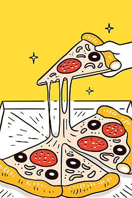 접시 손 일러스트 패스트푸드 들기 신체부위 반짝임 노란색 늘이기 피자조각 피자치즈 국내일러스트 AI파일 식기 컬러 조각 모션 치즈 피자 사람 인스턴트 파일형식 벡터