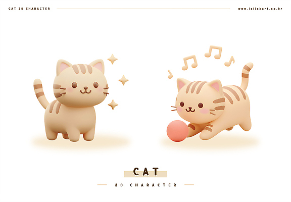 PSD 편집이미지 음표 3D캐릭터 미소 사람없음 반짝임 3D 귀여움 공놀이 고양이캐릭터 편집3D 캐릭터 기호 음악 동물캐릭터 컨셉 공 모션 놀이 표정 고양이 디지털합성 파일형식