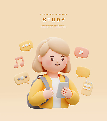 PSD 편집이미지 여자 어린이 말풍선 음표 책가방 한명 미소 들기 소녀 상반신 스마트폰 학습 잡기 베이지색 스프링수첩 소녀한명만 편집3D 1 기호 교육 음악 컬러 가방 모션 표정 사람 핸드폰 스마트기기 3D 다이어리 여자한명만 소녀만 파일형식