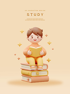 전신 PSD 편집이미지 남자 어린이 한명 미소 들기 소년 반짝임 학습 베이지색 책더미 소년한명만 편집3D 1 교육 컬러 모션 표정 사람 책 3D 무더기 남자한명만 소년만 파일형식