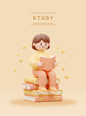 전신 PSD 편집이미지 여자 어린이 한명 미소 들기 소녀 반짝임 학습 베이지색 책더미 소녀한명만 편집3D 1 교육 컬러 모션 표정 사람 책 3D 무더기 여자한명만 소녀만 파일형식