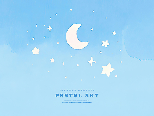 PSD 별 일러스트 하늘 수채화 사람없음 파란색 초승달 국내일러스트 자연요소 컬러 달 파일형식