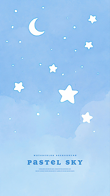 PSD 별 일러스트 하늘 수채화 사람없음 파란색 초승달 국내일러스트 자연요소 컬러 달 파일형식