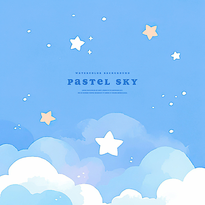 PSD 구름 별 일러스트 하늘 수채화 사람없음 파란색 국내일러스트 자연요소 컬러 파일형식
