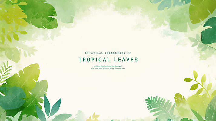 PSD 잎 일러스트 수채화 프레임 사람없음 초록색 카피스페이스 트로피컬아트 국내일러스트 식물 컬러 공백 그림 파일형식