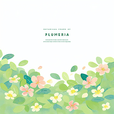 PSD 백그라운드 일러스트 수채화 사람없음 연두색 풀잎 플루메리아 트로피컬아트 연노랑색 국내일러스트 꽃 잎 초록색 노란색 풀_식물 그림 파일형식