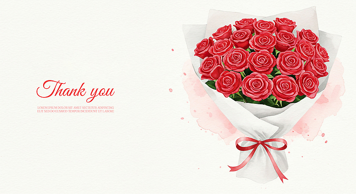 PSD 꽃잎 리본 꽃다발 잎 일러스트 수채화 사람없음 빨간색 장미 어버이날 스승의날 감사 가정의달 로즈데이 은혜 국내일러스트 식물 기념일 꽃 감정 컬러 데이이벤트 5월 파일형식