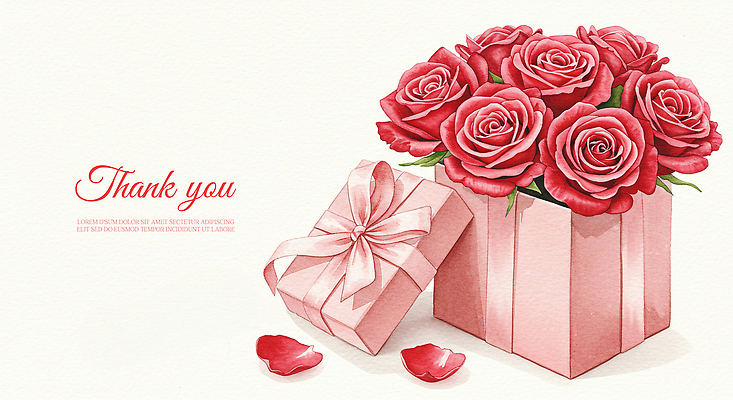 PSD 꽃잎 리본 꽃다발 잎 일러스트 수채화 사람없음 빨간색 선물상자 장미 어버이날 스승의날 감사 가정의달 로즈데이 은혜 국내일러스트 식물 기념일 꽃 감정 컬러 데이이벤트 선물 상자 5월 파일형식
