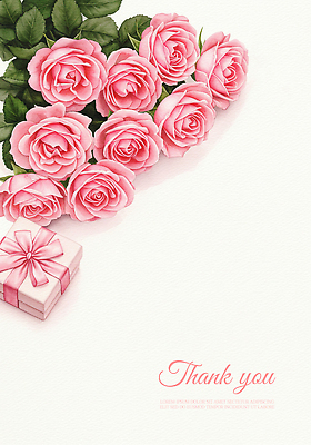 PSD 리본 분홍색 꽃다발 잎 일러스트 수채화 사람없음 선물상자 장미 어버이날 스승의날 감사 가정의달 로즈데이 은혜 국내일러스트 식물 기념일 꽃 감정 컬러 데이이벤트 선물 상자 5월 파일형식