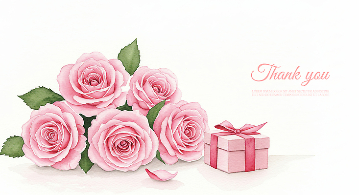 PSD 꽃잎 리본 분홍색 꽃다발 잎 일러스트 수채화 사람없음 선물상자 장미 어버이날 스승의날 감사 가정의달 로즈데이 은혜 국내일러스트 식물 기념일 꽃 감정 컬러 데이이벤트 선물 상자 5월 파일형식
