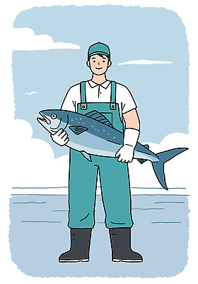 전신 PSD 구름 모자 남자 바다 장갑 일러스트 하늘 작업복 어류 어업 장화 한명 미소 들기 성인 파란색 어부 성인남자한명만 소상공인 수산인의날 국내일러스트 자연요소 직업 1 잡화 옷 산업 컬러 신발 모션 표정 사람 경제 수중동물 상인 남자한명만 성인남자만 파일형식 법정기념일