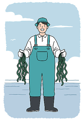 전신 PSD 구름 모자 남자 바다 장갑 일러스트 하늘 작업복 어업 장화 한명 미소 들기 성인 파란색 어부 미역 성인남자한명만 소상공인 수산인의날 국내일러스트 자연요소 직업 1 잡화 옷 산업 컬러 신발 모션 표정 사람 경제 해조류 상인 남자한명만 성인남자만 파일형식 법정기념일