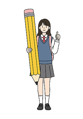 전신 PSD 학생 여자 교복 일러스트 청소년 책가방 한명 미소 들기 연필 따봉 십대여자한명만 국내일러스트 1 옷 가방 모션 학용품 표정 사람 필기구 최고 여자한명만 십대여자만 파일형식
