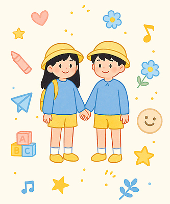 전신 PSD 알파벳 여자 남자 꽃 별 어린이 가방 음표 일러스트 미소 소녀 소년 두명 손잡기 블록 유치원생 하트 크레파스 유치원복 매기 이모티콘 유치원모자 어린이만 연노랑색 국내일러스트 자연요소 모양 식물 모자_잡화 기호 영어 잡화 옷 음악 모션 학용품 표정 사람 노란색 파일형식