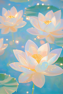 JPG 불교 일러스트 연꽃 풍경 사람없음 파란색 빛 희망 부처님오신날 기도 연잎 보케 연등행사 연밥 국내일러스트 AI일러스트 AI콘텐츠 기념일 꽃 감정 종교 컬러 잎 이벤트 파일형식