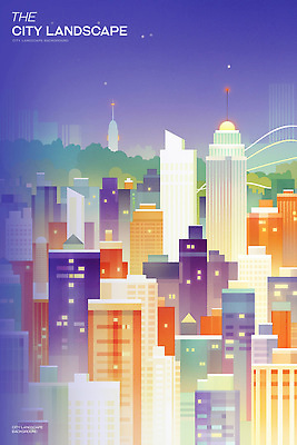 PSD 일러스트 산 사람없음 건물 파란색 빛 도시풍경 고층빌딩 주황색 도심 국내일러스트 건축물 컬러 풍경 빌딩 도시 파일형식