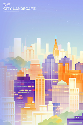 PSD 일러스트 산 사람없음 건물 파란색 빛 도시풍경 고층빌딩 도심 국내일러스트 건축물 컬러 풍경 빌딩 도시 파일형식