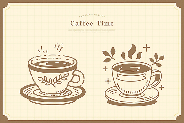 잎 라인일러스트 일러스트 티타임 사람없음 반짝임 갈색 수증기 커피잔 컵받침 심볼 라인아트 베이지색 국내일러스트 AI파일 식물 커피 선 컬러 모션 휴식 잔 받침대 파일형식 벡터