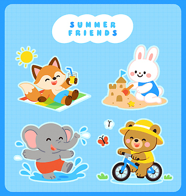 모자 수영복 하늘색 나비 일러스트 물놀이 물장구 잔 빨대 미소 들기 사람없음 여름 친구 눕기 태양 자전거 주스 잡기 승차 무릎꿇기 삽 즐거움 돗자리 토끼캐릭터 곰캐릭터 모래성 코끼리캐릭터 여우캐릭터 일러캐릭터 AI파일 자연요소 캐릭터 식기 잡화 옷 계절 감정 음료 모래 동물캐릭터 곤충 곰 관계 모션 놀이 코끼리 표정 파란색 바이크 토끼 여우 파일형식 벡터