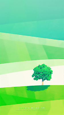 PSD 나무 일러스트 자연 하늘 한그루 그림자 초원 사람없음 초록색 기하학 국내일러스트 식물 1 컬러 무늬 생태계 파일형식
