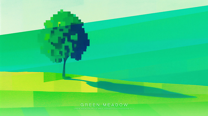 PSD 나무 일러스트 자연 하늘 한그루 그림자 초원 사람없음 초록색 기하학 국내일러스트 식물 1 컬러 무늬 생태계 파일형식