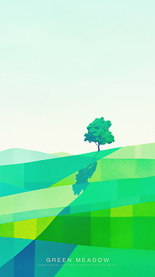 PSD 나무 일러스트 자연 하늘 한그루 그림자 초원 사람없음 초록색 기하학 국내일러스트 식물 1 컬러 무늬 생태계 파일형식