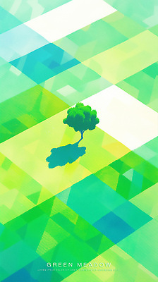 PSD 나무 일러스트 자연 하늘 한그루 그림자 초원 사람없음 초록색 기하학 국내일러스트 식물 1 컬러 무늬 생태계 파일형식