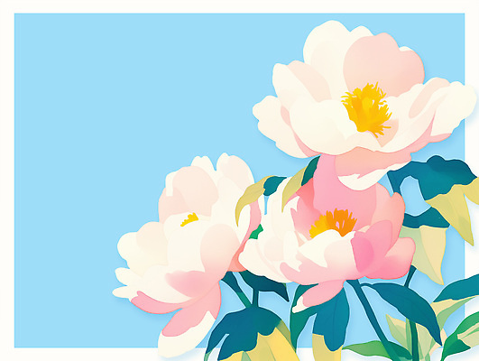 PSD 하늘색 잎 일러스트 봄꽃 사람없음 작약 국내일러스트 식물 꽃 파란색 봄 파일형식