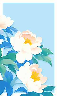 PSD 하늘색 잎 일러스트 봄꽃 사람없음 작약 국내일러스트 식물 꽃 파란색 봄 파일형식